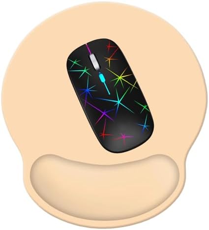 Wrist Rest Support Mouse Pad,Ergonomic Memory Foam Mouse Mat 9x10in Non-Slip Rubber Base Pain Relief Mousepad for Computer, Laptop(Milky Yellow Foam)