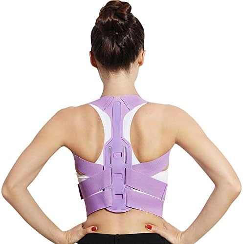Adjustable Upper Back Posture Corrector for Women Invisible Back Brace Shoulder Neck Clavicle Spine Brace Back Lumbar Support Belt Corset Hunchback Correction(Purple,Large)