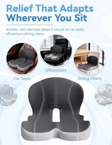 Celinva Orthopedic Car Seat Cushion for Tailbone Pain Relief(Dark Gray)