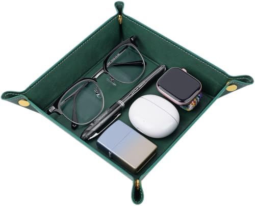 LAMOTI Valet Tray, PU Leather Catchall Tray for Desk & Nightstand