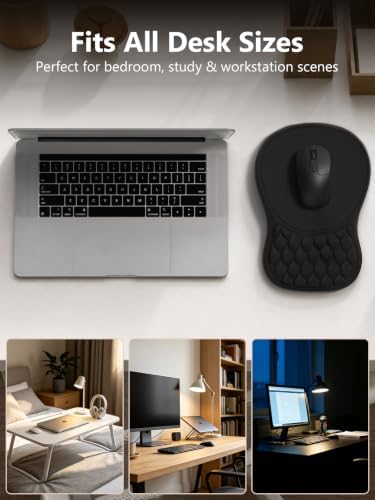 Ergonomic Mouse Pad with Wrist Support, Black Mousepads for Desk