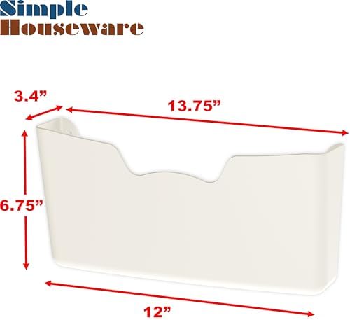 Simple Houseware White Wall Mount Single Pocket Hanging File Holder, 3-Pack