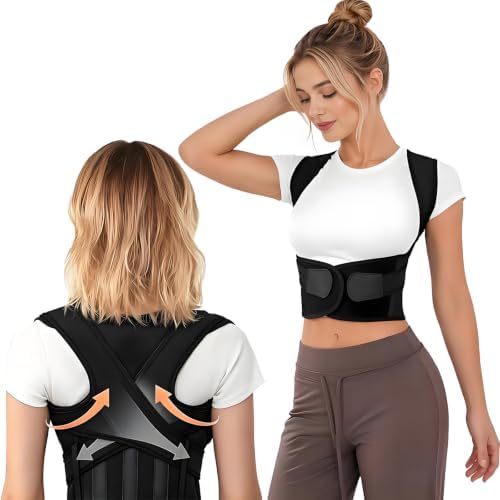 ZYFHOST Back Posture Corrector for Women, Upper Back Brace Support, Black M