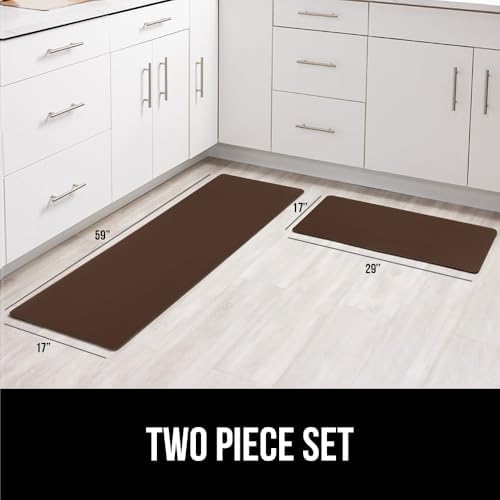 GORILLA GRIP Cushioned Kitchen Mats for Floor, 2 PK, 17x29+17x59, Brown