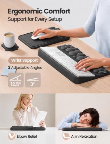 Vaydeer Keyboard Riser and Mouse Pad with Wrist Rest Set, Coaster Included