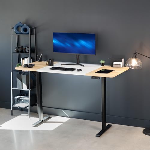 VIVO White/Light Wood 71 x 30 in Standing Desk, DESK-KIT-E2B7WC