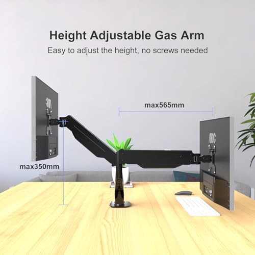AEONS Dual Monitor Stand up to 32 inches Screen, Load-Bearing Max 22 lbs Each Gas Spring Pneumatic Arm, Adjustable Dual Monitor Mount, Max VESA 100x100mm, Black