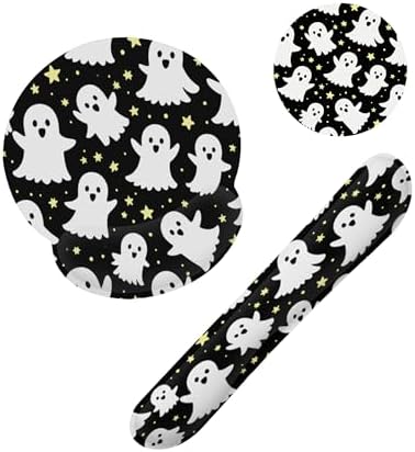 Halloween Ghosts Keyboard Wrist Rest Pad Mouse Pad Set,Ergonomic Mousepad Wrist Support Memory Foam Desk Pad for Gaming Office,Non-Slip Rubber Base Easy Typing for Home Office Computers