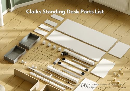 Claiks Standing Desk with Drawers & Wheels, 2 Height Shelf 63" White