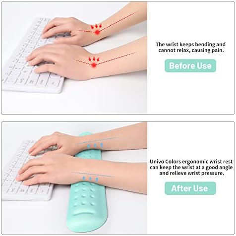 UnivoColors Turquoise Green Superfine Memory Foam Keyboard Wrist Rest Soft Gel Ergonomic Wrist Support Pad for Computer, Laptop, Office, Gaming, Typing