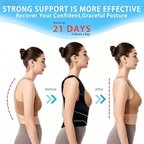 Back Posture Corrector Brace for Kyphosis and Scoliosis, L, Youth, Unisex, Black