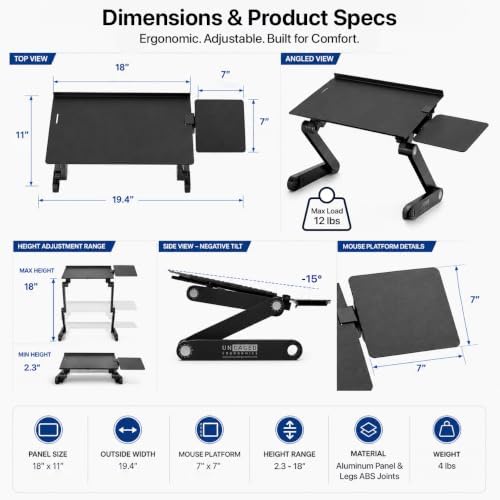 Uncaged Ergonomics WorkEZ Adjustable Keyboard Stand, Riser and Tray, Black