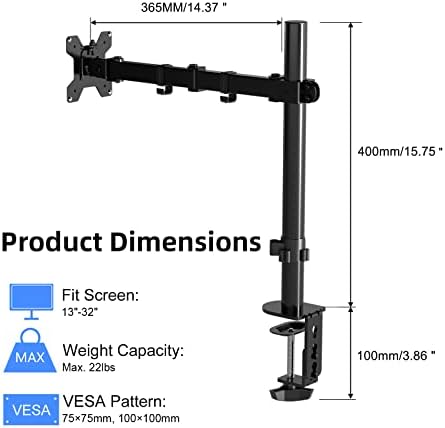 Pholiten Single Monitor Arm Desk Mount