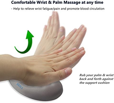 BRILA Ergonomic Memory Foam Mouse Wrist Rest Support Pad Cushion for Computer, Laptop, Office Work, PC Gaming - Massage Holes Design - Wrist Pain Relief (Grey Mouse Wrist Rest)