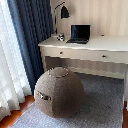 Sitting Ball Chair for Office and Home, Pilates Exercise Yoga Ball with Cover for Balance, Stability and Fitness, Ergonomic Posture Exercise Ball Seat with Handle and Pump