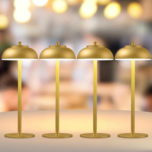 Cordless Table Lamps, Rechargeable LED Touch Lamp, Gold, 4 Pack