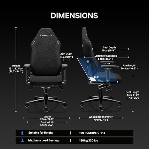 Blacklyte Athena Pro Gaming Chair, Black Fabric
