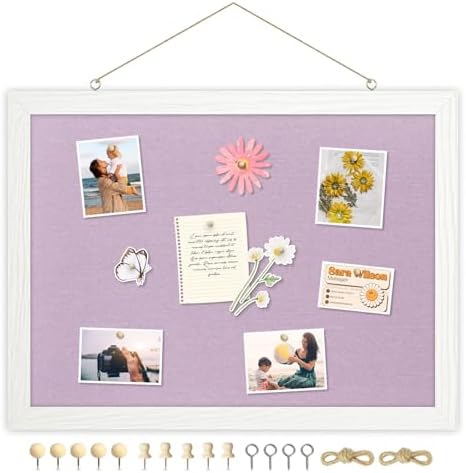 DOLLAR BOSS Double-Side Bulletin Board with Linen 16"x12" Cork Board Purple