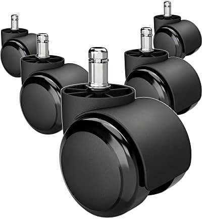 Office Chair Wheels Grykot Chair Wheels Replacement 5-Pack, Office Chair Casters Heavy Duty Replacement for Hardwood Floors and Carpet, 2 inch Fits 99%, Black