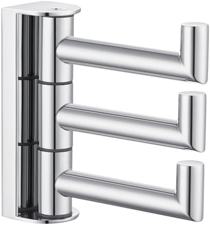 Suyar Bathroom Towel Hook Polished Chrome, Swivel Robe Hook with 3 Arms