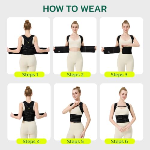 AOFIT Posture Corrector Back Brace for Women Under Clothes, Black, S