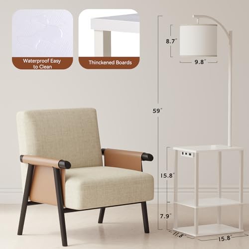 SUNMORY Floor Lamp with Table Shelves, End Side Table for Living Room