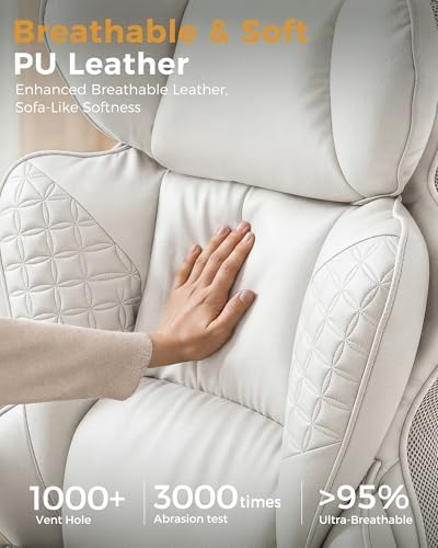 COMHOMA Big and Tall Office Chair Heavy Duty Gaming Chair with Deluxe Embossing Leather High Back Wider Ergonomic Computer Chair with Foot Rest 145°Reclining Pocket Spring Lumbar Support