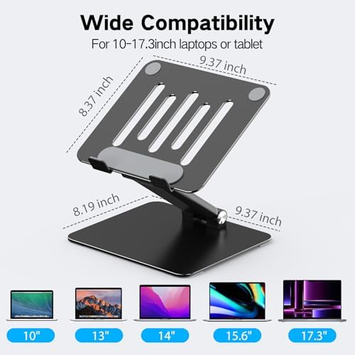 Tonmom Adjustable Laptop Stand for Desk, Metal Foldable Laptop Riser