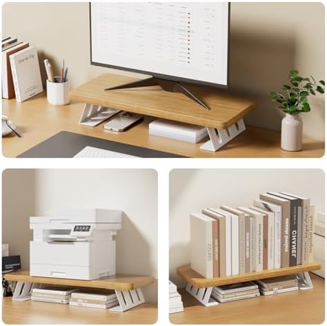 Monitor Stand Riser, 24 Inch Wood Desk Monitor Riser for Laptop/PC/Printer