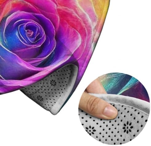 Room Sofa Yoga Soft Round Carpet, Home Decor Non Slip Kitchen Office Circle Rug, Machine Washable Modern Round Area Rug Trippy Tie Dye Rose Colorful Art, 24inch