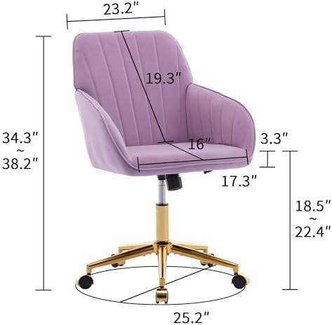 Home Office Desk Chair, Fabric Swivel Task Chair with Golden Base