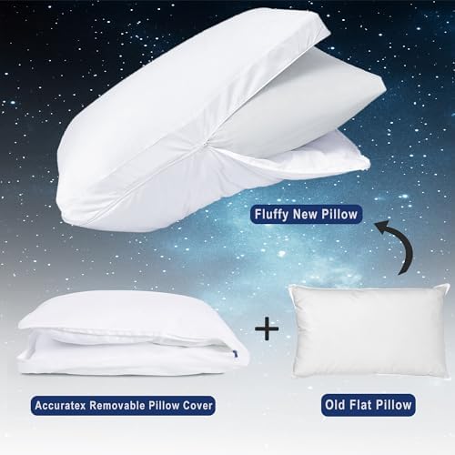 ACCURATEX Fluffy Queen Pillow Cover, Revive Old Flat Pillows, Cotton