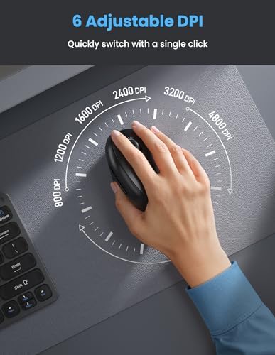 TECKNET Ergonomic Mouse, Bluetooth 5.0/3.0 & USB A, Wireless Vertical Mouse