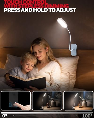 Honeywell Clip On Reading Light,Rechargeable LED 4000K CRI95 Gooseneck Lamp