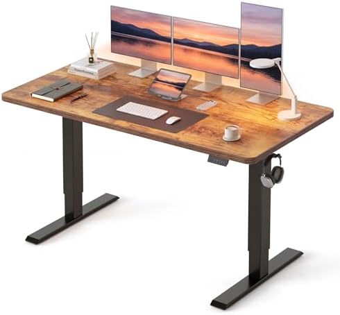 CubiCubi 55 x 24 Electric Height Adjustable Standing Desk, Rustic Brown