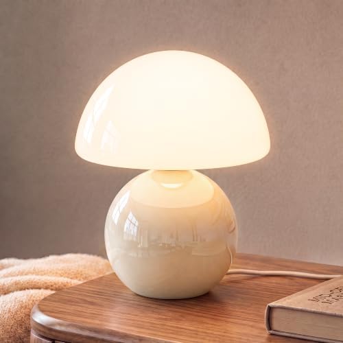 Dawnwake Mushroom Lamp Table Lamp for Bedroom-Small Desk Table Lamps,Cream
