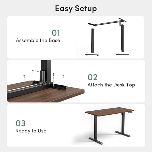 CubiCubi 48 x 24 One-Piece Electric Adjustable Standing Desk, Black Walnut