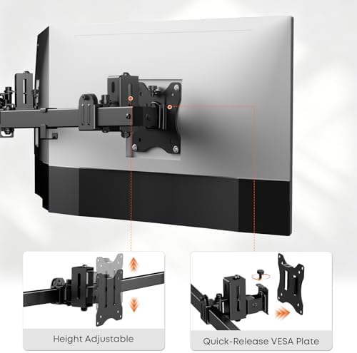 Triple Monitor Wall-Mount for 17"-27" Screens, Full Ergonomic Adjustability