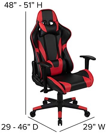 Flash Furniture LeatherSoft Swivel Adjustable Gaming Chair, Red