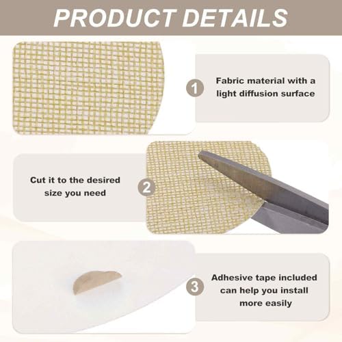 MECCANIXITY 2.4" Round Lampshade Diffuser, Anti-glare Lamp Shade Diffuser Fabric Lamp Cover for Desk Table Light Downlight Spotlight, Warm Yellow 2pcs