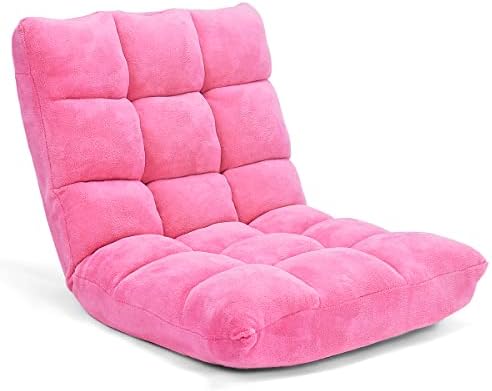 GIANTEX Floor Chairs for Adults, Floor Gaming Chair w/Back Support (Pink)