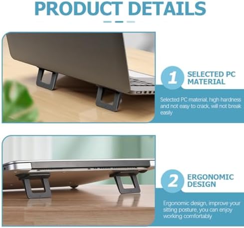 1 Pair Laptop Riser Stand Foldable PC Triangle Black
