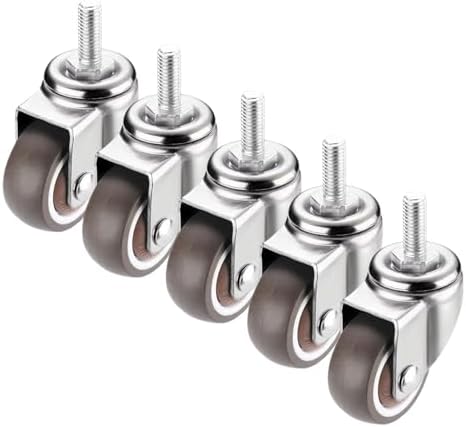 1.5" Office Chair Casters Wheels, 5-Pack, 10x15mm Threaded Stem Castor