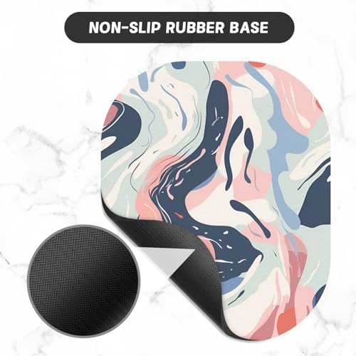 Small Mouse Pad, 6 x 7 Inch, Oval Mini Mouse Pad with Non-Slip Rubber Base for Laptop Wireless Mouse Keyboard Tray Mousepad, Patterns of Rivers