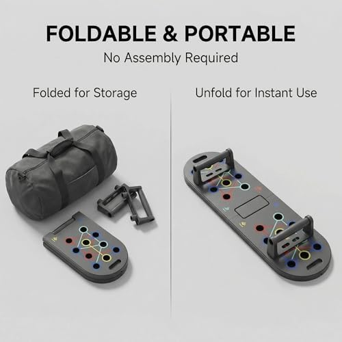 Foldable Push Up Board, Portable Multi-Function Fitness Exercise Board for Home Total Body Workout
