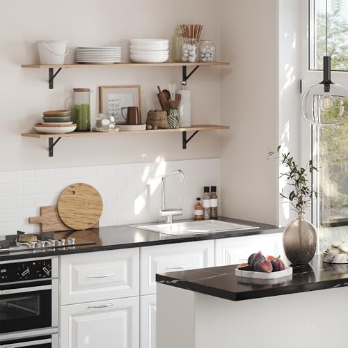 DINZI LVJ Long Wall Shelves, 55.1Inch Wooden Floating Shelves with Brackets