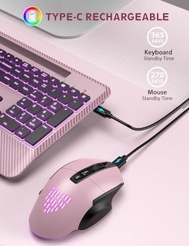SABLUTE Wireless Keyboard and Mouse Combo, Backlit Scissor Keys, Wrist Rest