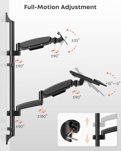 PUTORSEN Wall Mount Monitor Arm with Keyboard Tray and CPU Holder