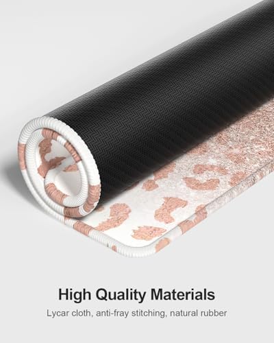 Auhoahsil Large Mouse Pad with Wrist Rests for Keyboard & Mouse, Thick Soft Ergonomic Memory Foam Wrist Supports, Big & Long Desk Mat 35.5 x 15.7 in, for Office Gaming Computer, Pink Gold Leopard