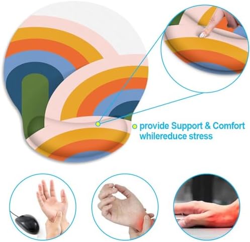 Britimes Ergonomic Mouse Pad with Wrist Support, Rainbow Abstract